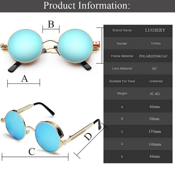 Sunglasses UV 400 Round Steampunk Sunglasses for Women Men unisex glass main image 5